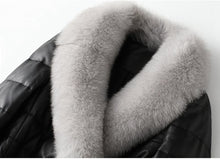 Load image into Gallery viewer, Genuine Sheepskin Leather Suede Coat Duck Down Lingning Fox Fur Collar