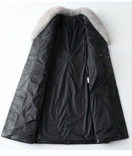 Load image into Gallery viewer, Genuine Sheepskin Leather Suede Coat Duck Down Lingning Fox Fur Collar