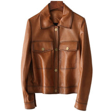 Load image into Gallery viewer, Genuine Sheepskin Leather Suede Jacket Autumn Women Moto Suit