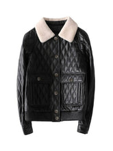 Load image into Gallery viewer, Genuine Sheepskin Leather Suede Jacket Cotton Lingning Wool Fur Collar