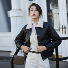 Load image into Gallery viewer, Genuine Sheepskin Leather Suede Jacket Cotton Lingning Wool Fur Collar