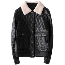 Load image into Gallery viewer, Genuine Sheepskin Leather Suede Jacket Cotton Lingning Wool Fur Collar