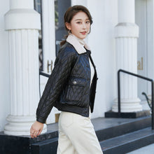 Load image into Gallery viewer, Genuine Sheepskin Leather Suede Jacket Cotton Lingning Wool Fur Collar