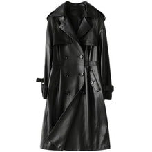 Load image into Gallery viewer, Genuine Sheepskin Leather Suede Slim Coat  Autumn Women Trench