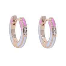 Load image into Gallery viewer, Geometric Round Circle Hoops Rose Gold Color Pave Clear 5A CZ Neon