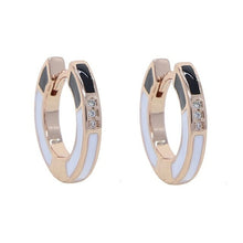 Load image into Gallery viewer, Geometric Round Circle Hoops Rose Gold Color Pave Clear 5A CZ Neon