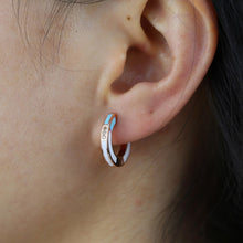 Load image into Gallery viewer, Geometric Round Circle Hoops Rose Gold Color Pave Clear 5A CZ Neon