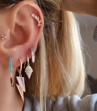 Load image into Gallery viewer, Geometric Round Circle Hoops Rose Gold Color Pave Clear 5A CZ Neon