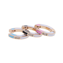 Load image into Gallery viewer, Geometric Round Circle Hoops Rose Gold Color Pave Clear 5A CZ Neon