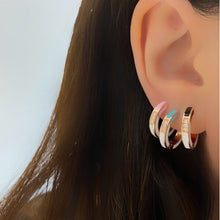 Load image into Gallery viewer, Geometric Round Circle Hoops Rose Gold Color Pave Clear 5A CZ Neon