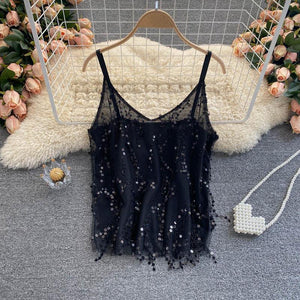 Girl Outdoor Wear Embroidery Sequins Tassel Vest Women's Summer Wear - Sophornlilly