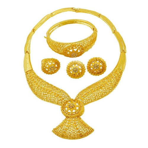 Gold Jewelry Set Dubai African Jewelry Sets for Women Hollow Golden