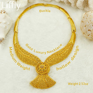 Gold Jewelry Set Dubai African Jewelry Sets for Women Hollow Golden