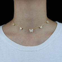 Load image into Gallery viewer, Gold Silver Color CZ Butterfly Pendant Necklace For Women Jewelry Cute - Sophornlilly