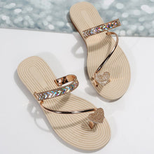 Load image into Gallery viewer, Gold Silver Crystal Gladiator Sandals Flat Heels