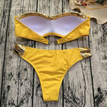 Load image into Gallery viewer, Gold Stamping Bikini Set Sexy Padded Women