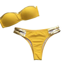 Load image into Gallery viewer, Gold Stamping Bikini Set Sexy Padded Women