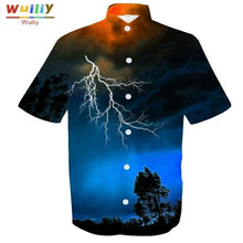 Load image into Gallery viewer, Graphic Iightning Button Down Shirt For Men Novelty Beach 3D Pattern