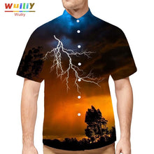 Load image into Gallery viewer, Graphic Iightning Button Down Shirt For Men Novelty Beach 3D Pattern