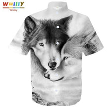 Load image into Gallery viewer, Graphic Wolf Button Down Shirt For Men Novelty Beach 3D Pattern Tops
