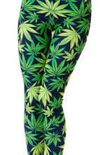 Load image into Gallery viewer, Green Leggings High Waist Fitness Leaf Printing