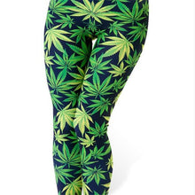 Load image into Gallery viewer, Green Leggings High Waist Fitness Leaf Printing
