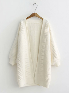 Long Sweater Cardigans Lantern Sleeve Open