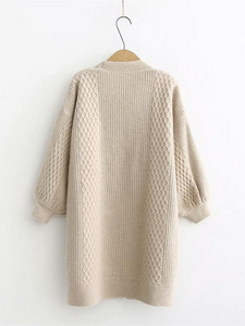 Long Sweater Cardigans Lantern Sleeve Open