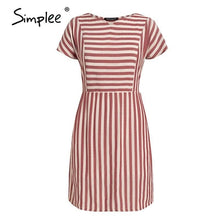 Load image into Gallery viewer, Women Striped Casual Buttons Strap Short Sleeve