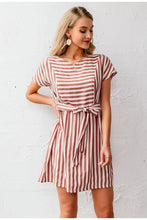 Load image into Gallery viewer, Women Striped Casual Buttons Strap Short Sleeve