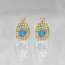 Load image into Gallery viewer, Oceanic Opal Double Halo Stud Earrings Made With