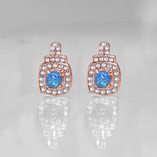 Load image into Gallery viewer, Oceanic Opal Double Halo Stud Earrings Made With