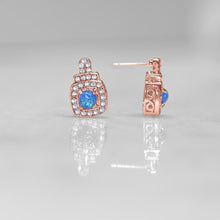 Load image into Gallery viewer, Oceanic Opal Double Halo Stud Earrings Made With