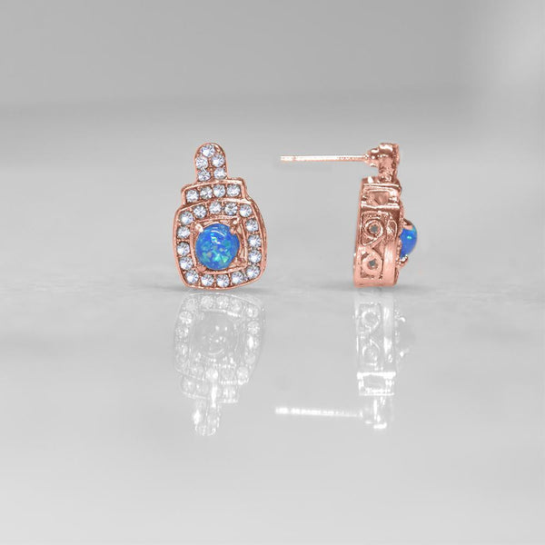 Oceanic Opal Double Halo Stud Earrings Made With