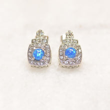 Load image into Gallery viewer, Oceanic Opal Double Halo Stud Earrings Made With