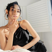 Load image into Gallery viewer, Black One Shoulder Nightdress Women Sexy Sleeveless Dresses