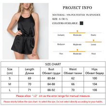 Load image into Gallery viewer, Black Satin Onesies Sexy Women Sleepwear Cami Elastic Waist