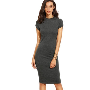 Women's Bodycon Short Sleeve Crew Neck Work Knee