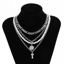Load image into Gallery viewer, Fashion Multi layered Chain Pearl Necklace Vintage