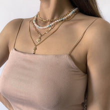 Load image into Gallery viewer, Fashion Multi layered Chain Pearl Necklace Vintage