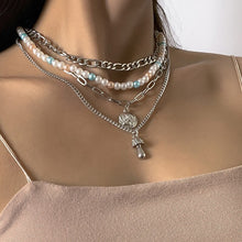 Load image into Gallery viewer, Fashion Multi layered Chain Pearl Necklace Vintage