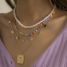 Load image into Gallery viewer, Simple Multi layer Square Tag Rose Pendant Necklace