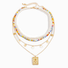 Load image into Gallery viewer, Simple Multi layer Square Tag Rose Pendant Necklace