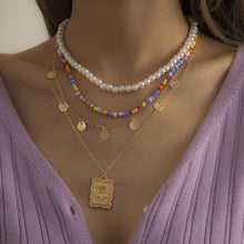 Load image into Gallery viewer, Simple Multi layer Square Tag Rose Pendant Necklace