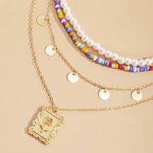 Load image into Gallery viewer, Simple Multi layer Square Tag Rose Pendant Necklace