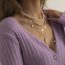 Load image into Gallery viewer, Simple Multi layer Square Tag Rose Pendant Necklace