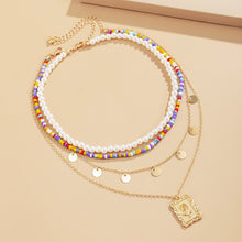 Load image into Gallery viewer, Simple Multi layer Square Tag Rose Pendant Necklace