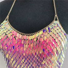 Load image into Gallery viewer, Halter Metal Sequined Camis Sexy Low Cut Backless Sleeveless Patchwork