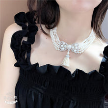 Load image into Gallery viewer, Hand knotted 5strands 7 8mm  white freshwater cultured pearl micro