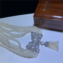 Load image into Gallery viewer, Hand knotted 5strands 7 8mm  white freshwater cultured pearl micro